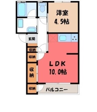 宇都宮駅 徒歩80分 1階の物件間取画像